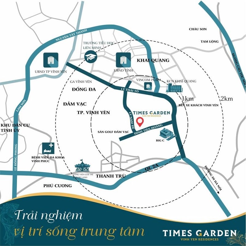 Vị trí khu đô thị Times Garden Vĩnh Yên Recidences
